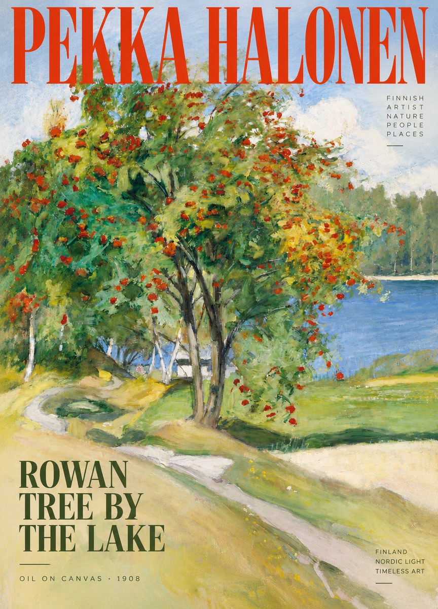 Pekka Halonen Rowan Tree by the Lake No2 - Affiche