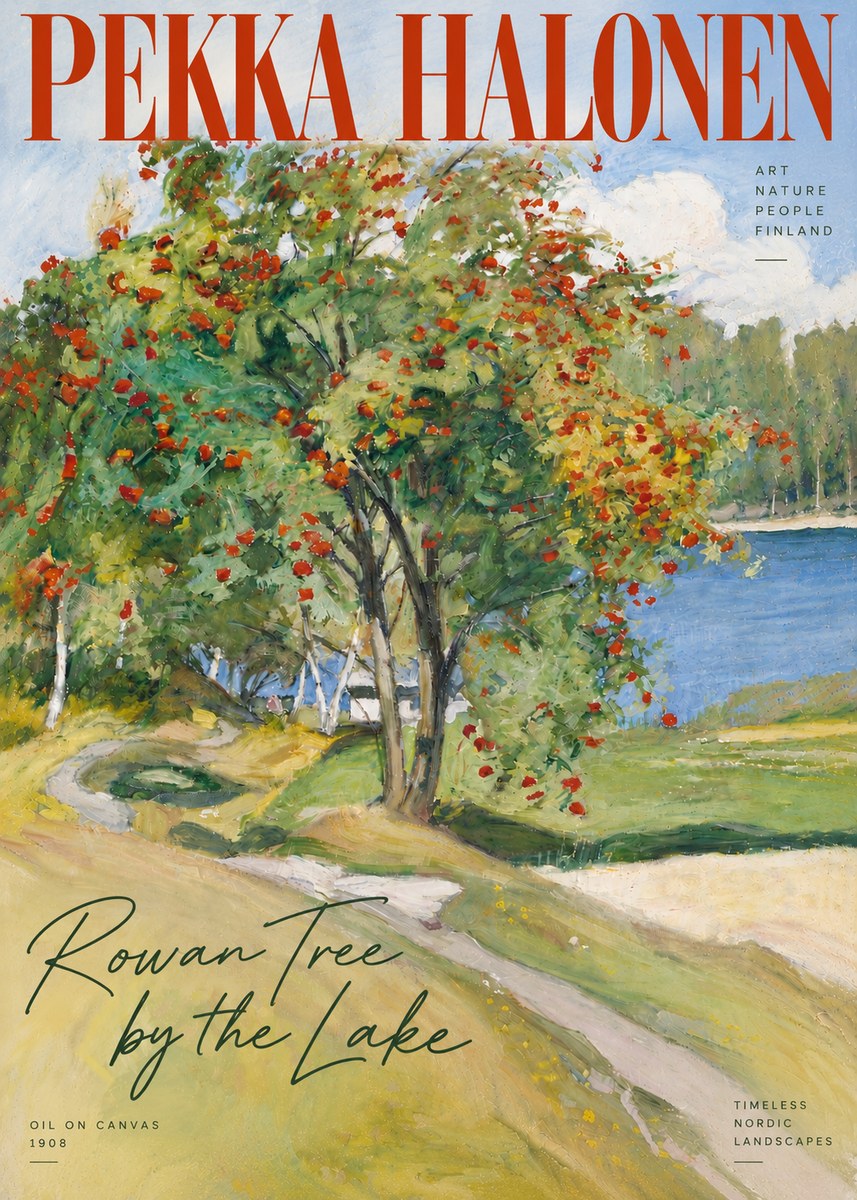 Pekka Halonen Rowan Tree by the Lake No5 - Affiche