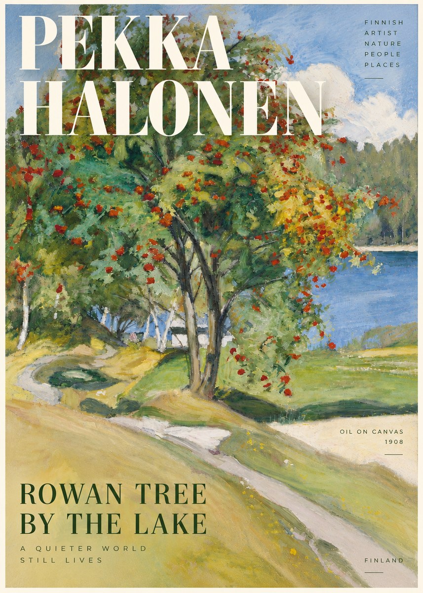 Pekka Halonen Rowan Tree by the Lake No6 - Affiche