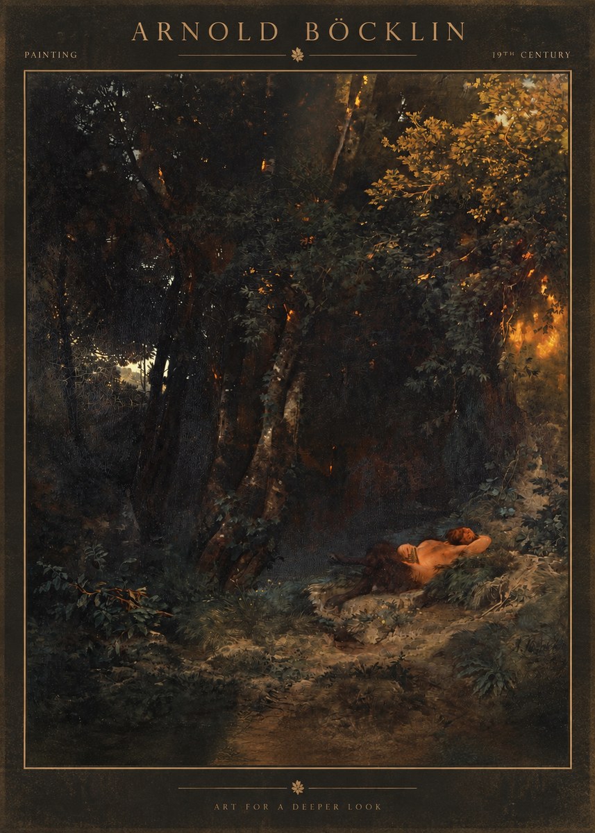 Arnold Böcklin A Faun Asleep No2 - Affiche