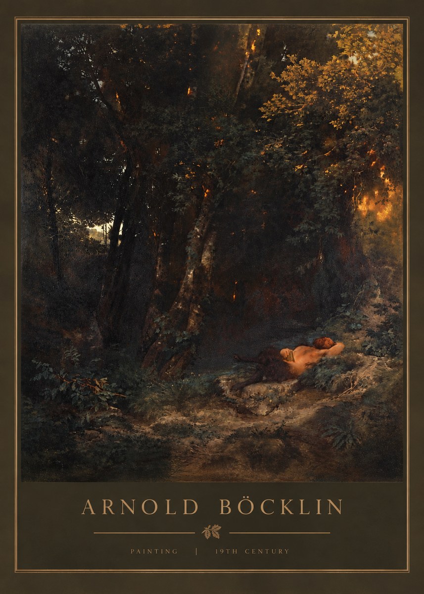 Arnold Böcklin A Faun Asleep No3 - Affiche
