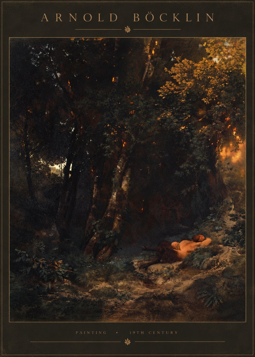 Arnold Böcklin A Faun Asleep No5 - Affiche