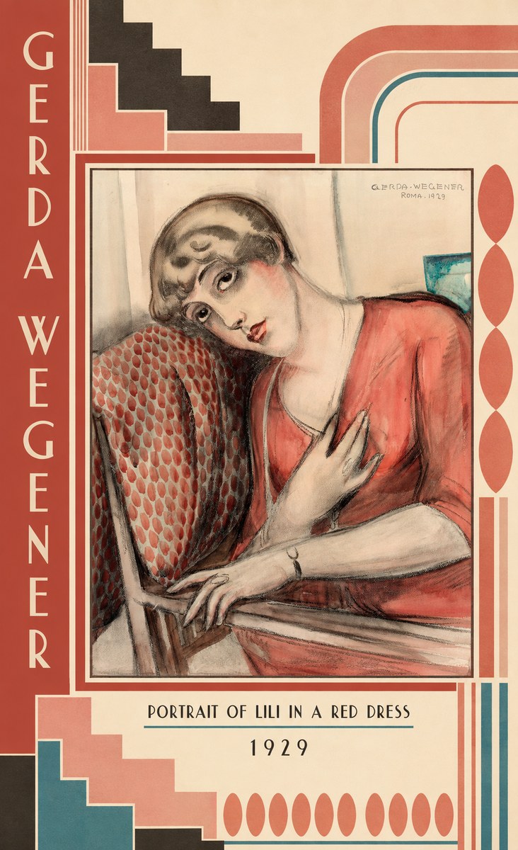 Gerda Wegener Portrait of Lili in a Red Dress No5 - Affiche