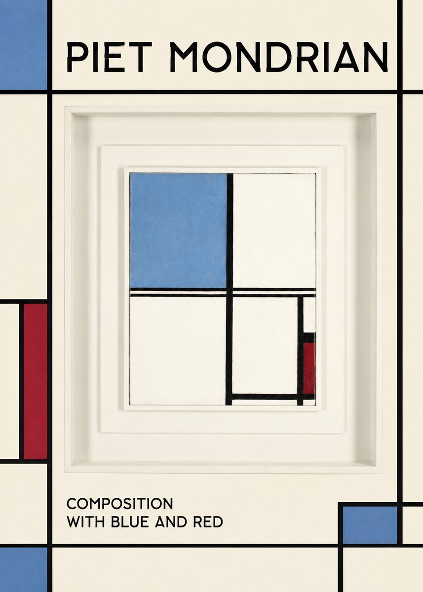 Piet Mondrian Composition with Blue and Red No1 - Affiche