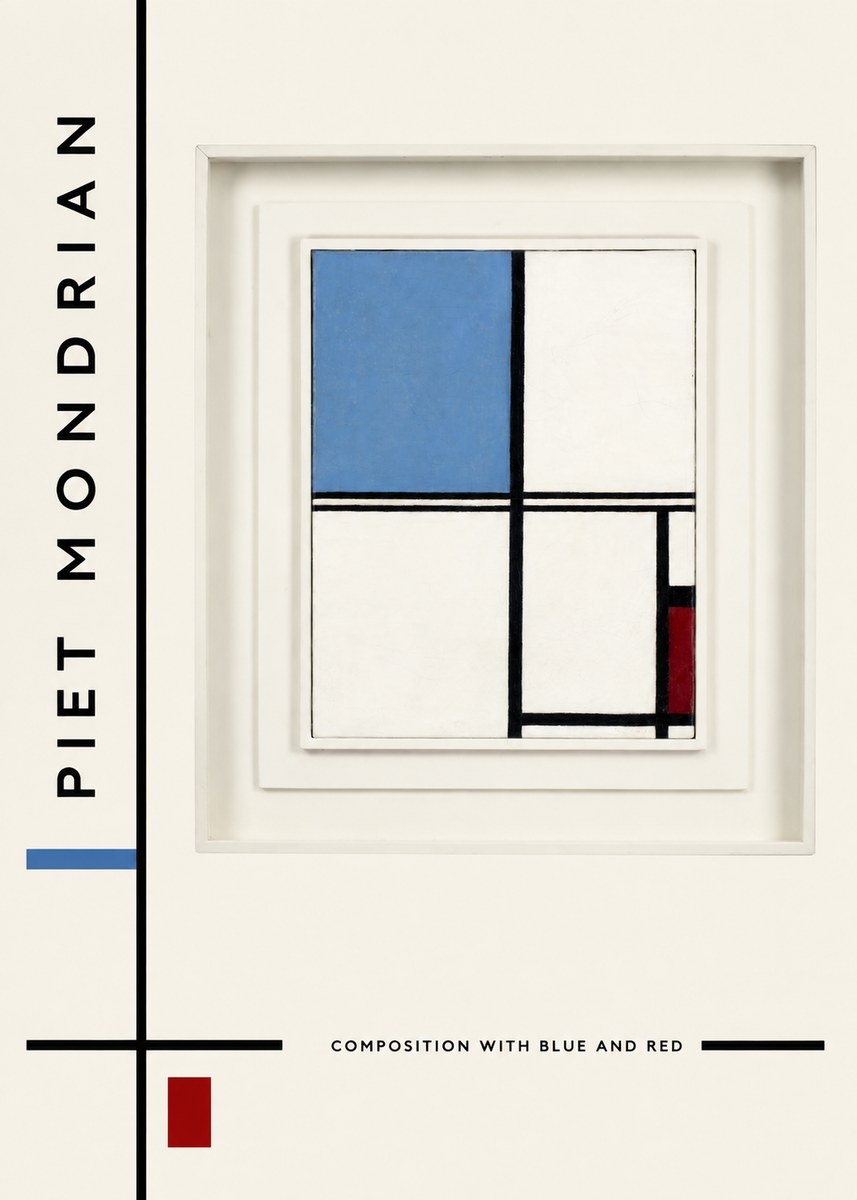 Piet Mondrian Composition with Blue and Red No2 - Affiche