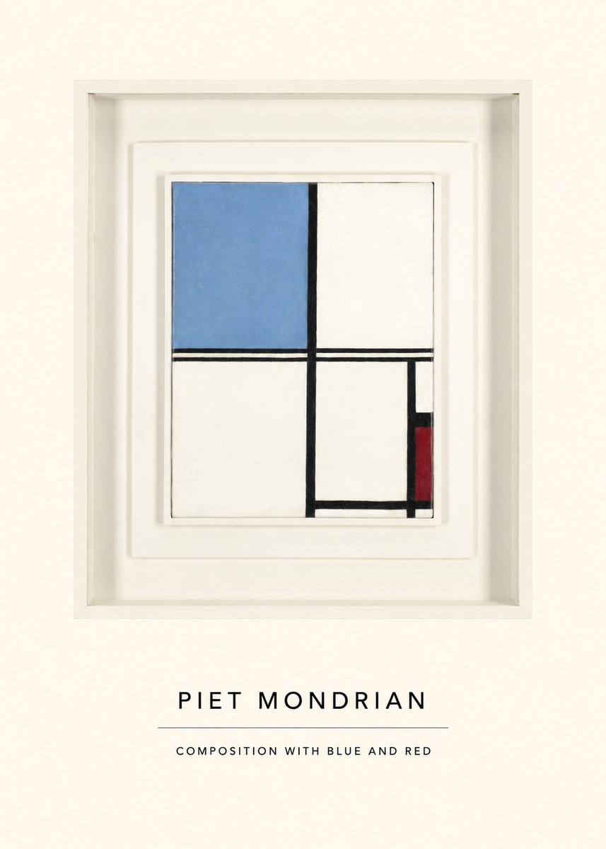 Piet Mondrian Composition with Blue and Red No4 - Affiche