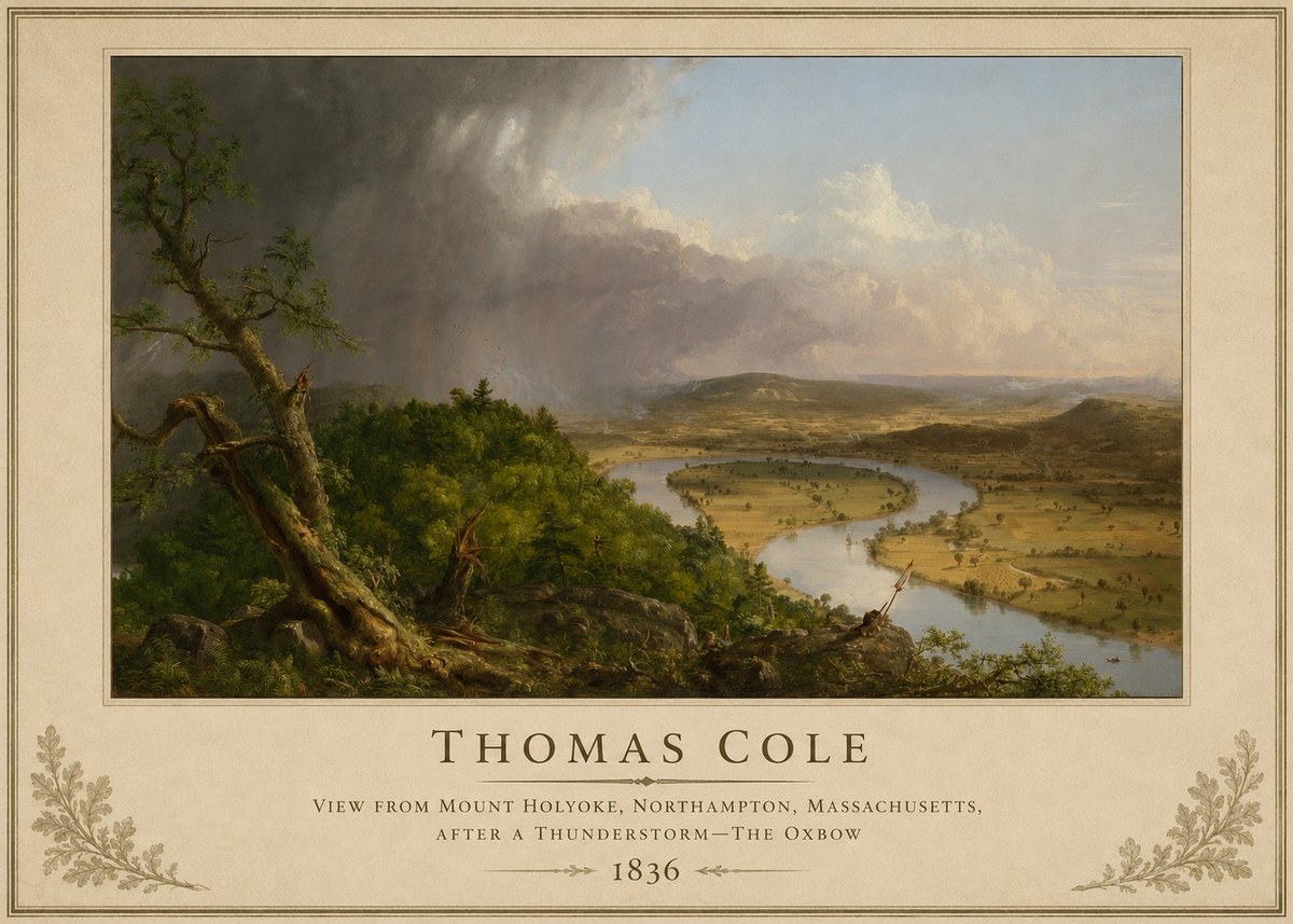 Thomas Cole View from Mount Holyoke, Northampton, Massachusetts, After a Thunderstorm—the Oxbow II No2 - Affiche