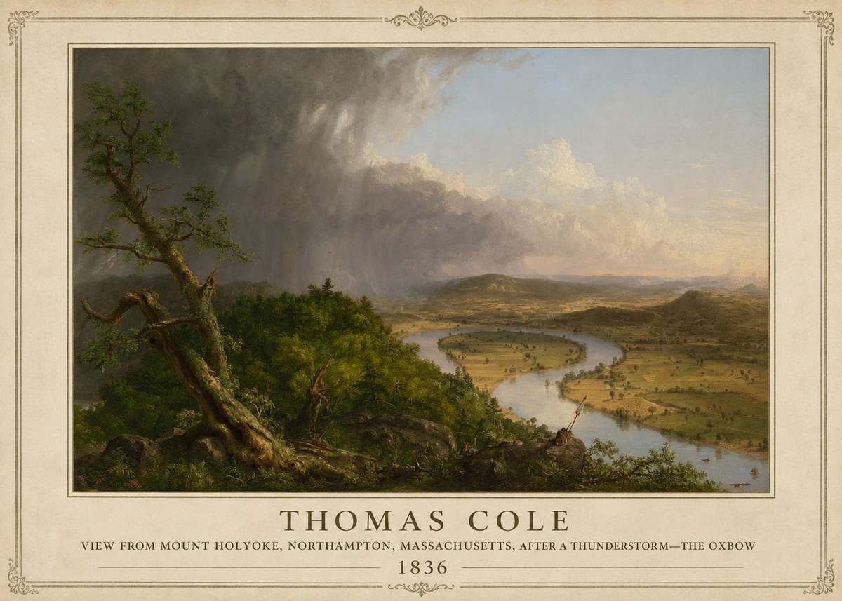Thomas Cole View from Mount Holyoke, Northampton, Massachusetts, After a Thunderstorm—the Oxbow II No4 - Affiche