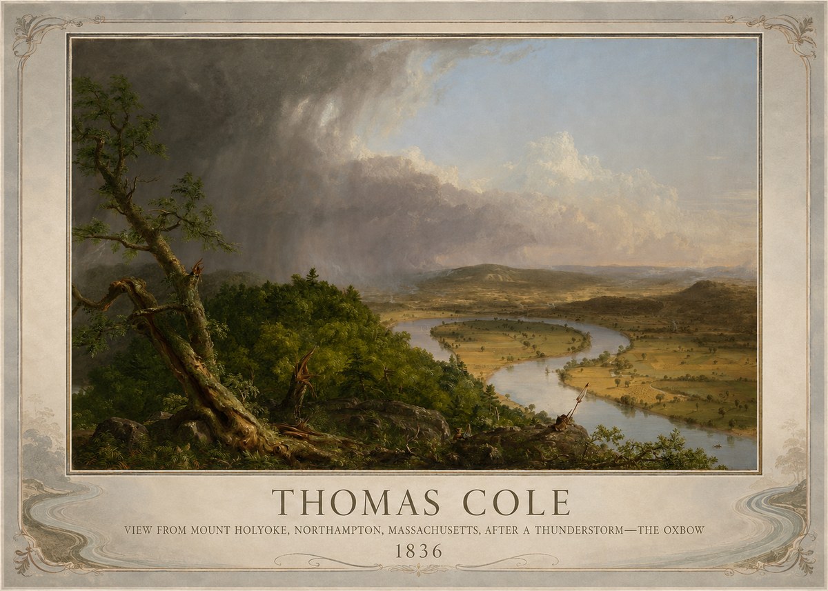 Thomas Cole View from Mount Holyoke, Northampton, Massachusetts, After a Thunderstorm—the Oxbow II No6 - Affiche