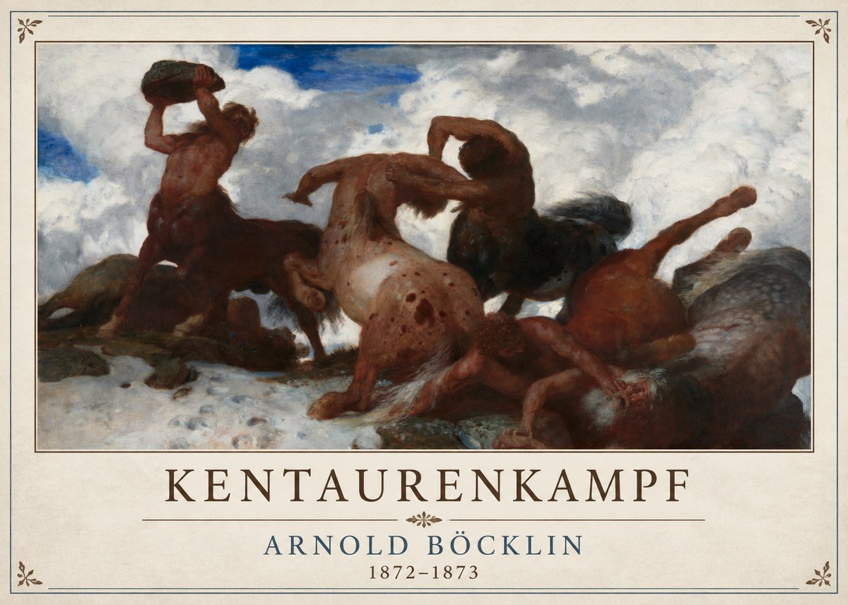 Arnold Böcklin Kentaurenkampf No4 - Affiche