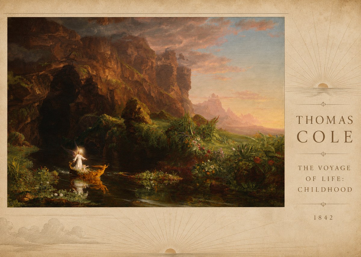 Thomas Cole The Voyage of Life: Childhood III No3 - Affiche