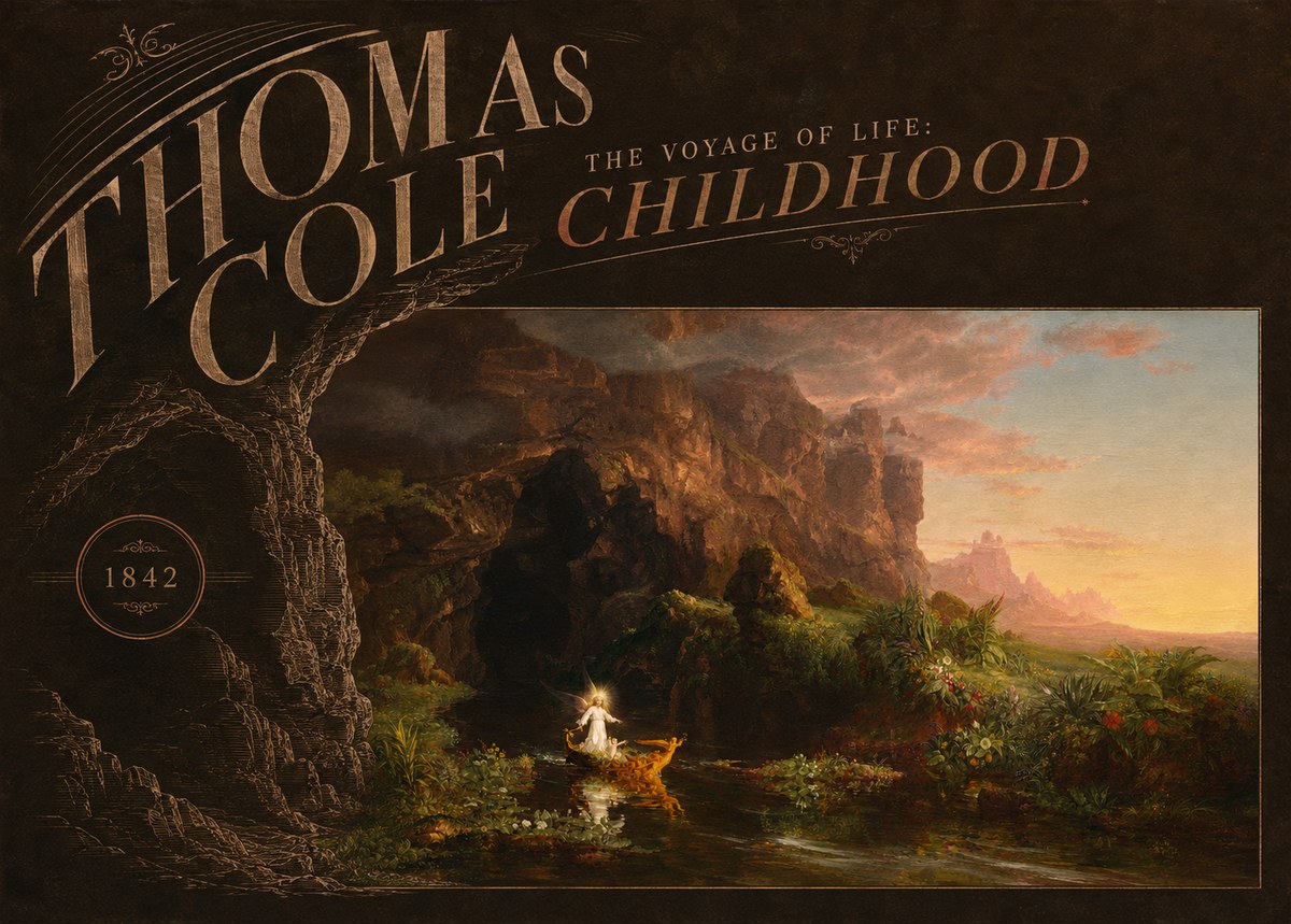Thomas Cole The Voyage of Life: Childhood III No4 - Affiche