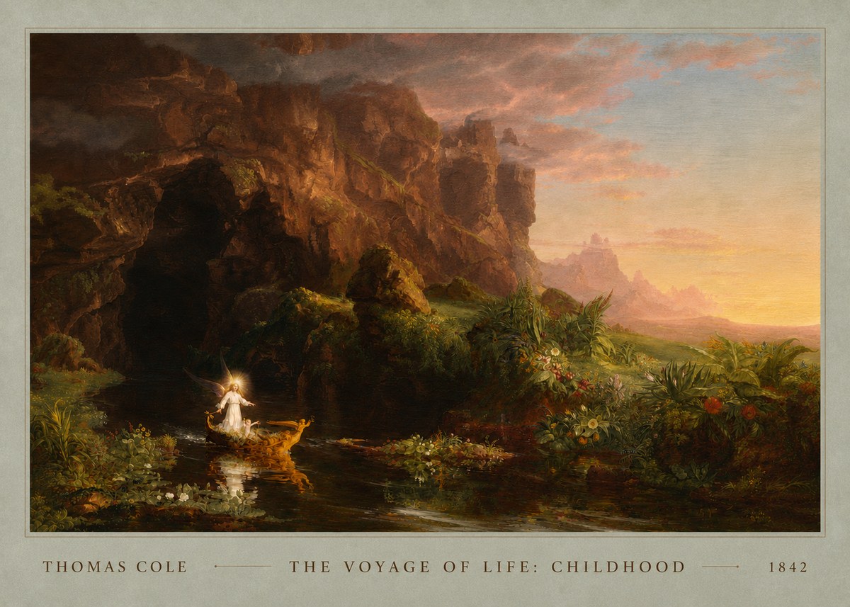 Thomas Cole The Voyage of Life: Childhood III No5 - Affiche