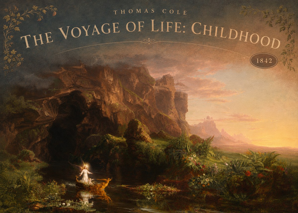 Thomas Cole The Voyage of Life: Childhood III No6 - Affiche
