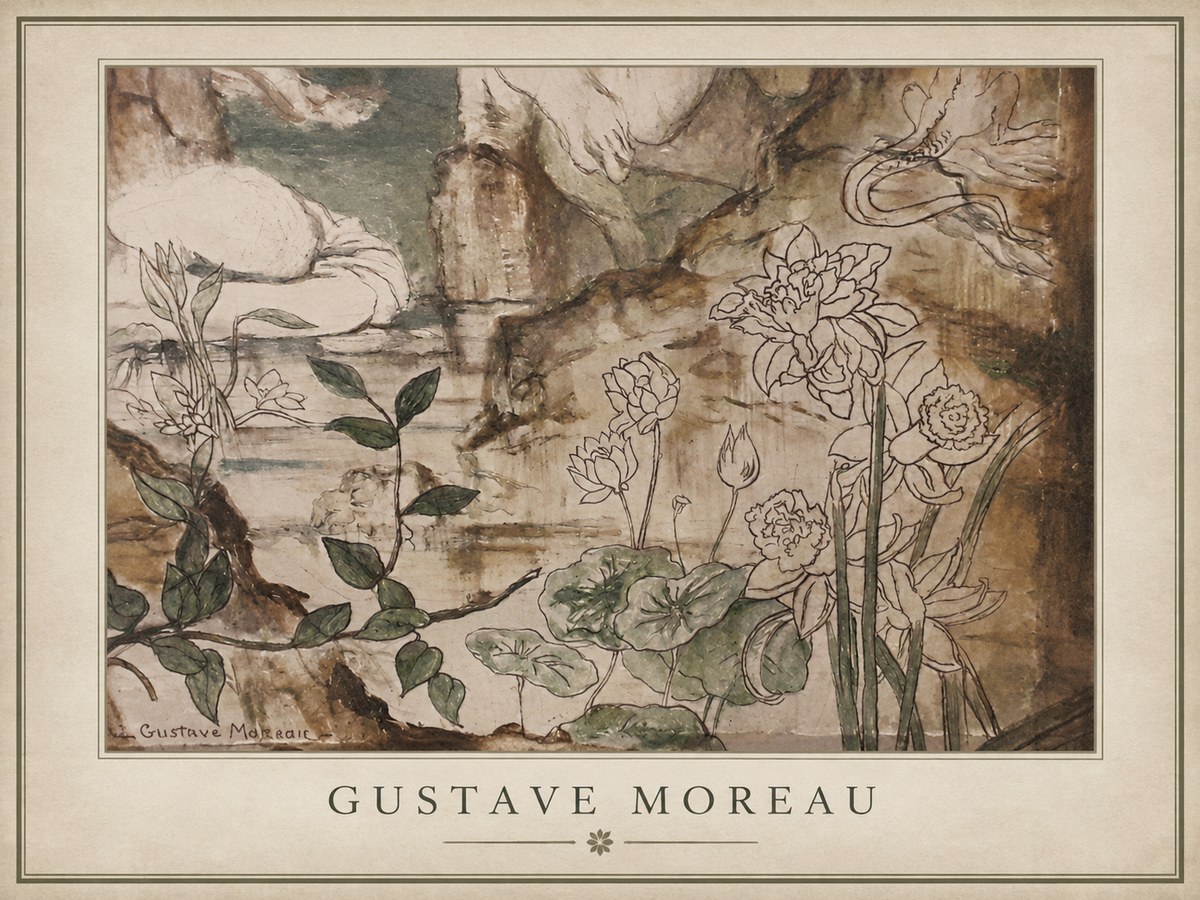 Gustave Moreau Floral Study No1 - Affiche