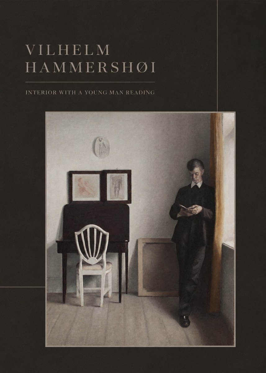 Vilhelm Hammershøi Interior with a Young Man Reading No3 - Affiche