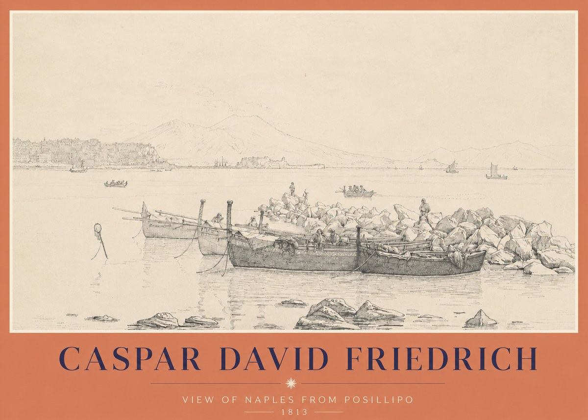 Caspar David Friedrich View of Naples from Posillipo No2 - Affiche