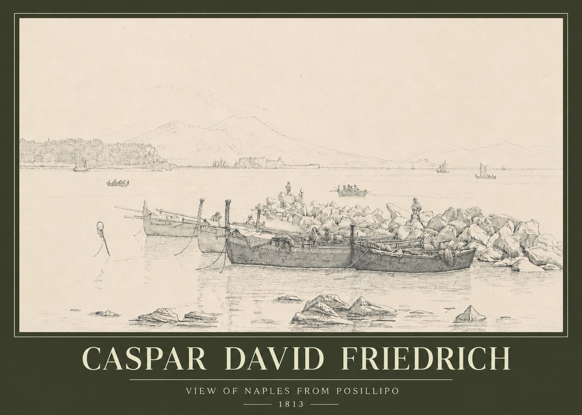 Caspar David Friedrich View of Naples from Posillipo No3 - Affiche