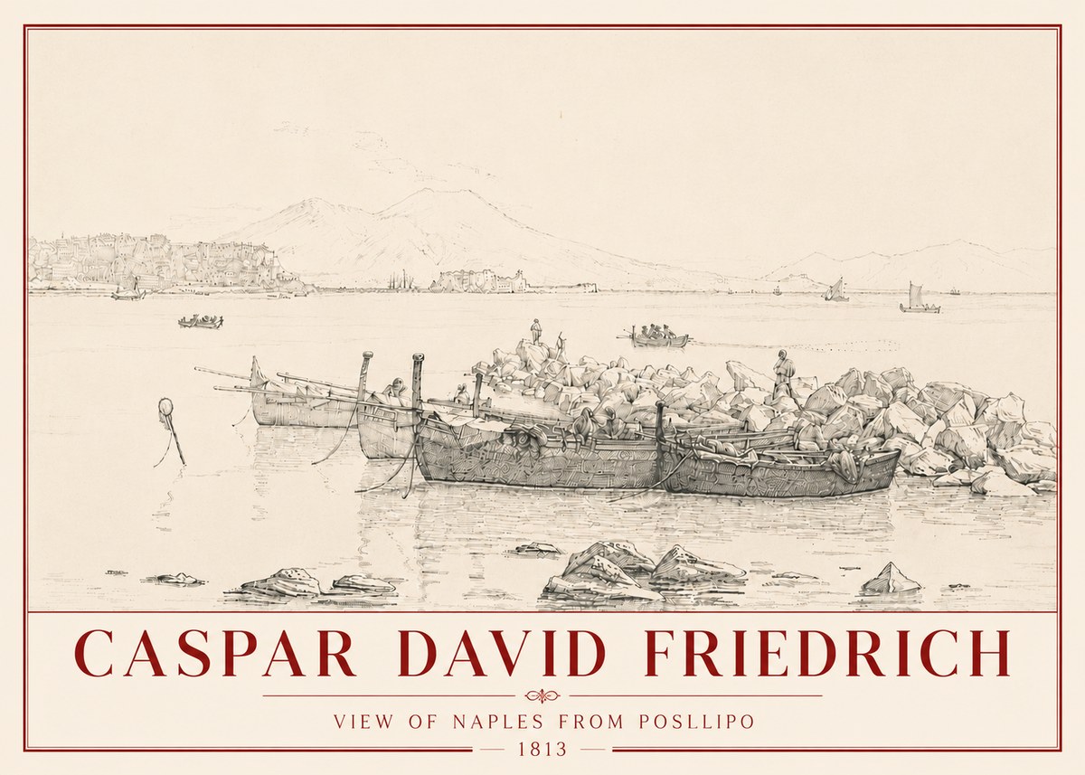 Caspar David Friedrich View of Naples from Posillipo No6 - Affiche