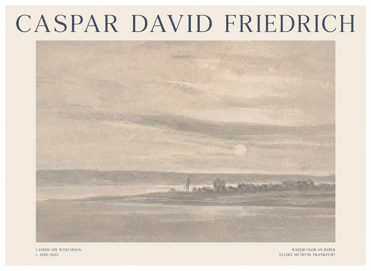 Caspar David Friedrich Landscape with Moon No1 - Affiche