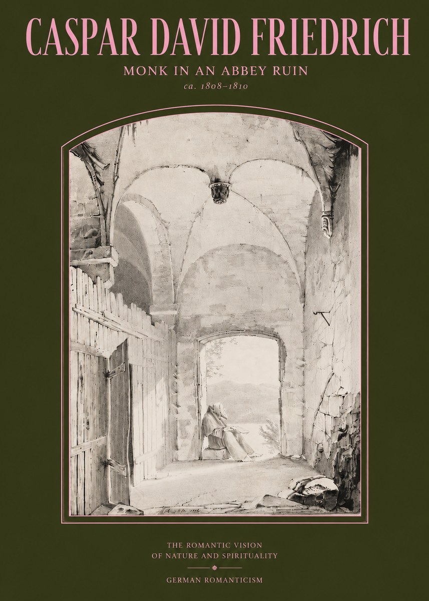 Caspar David Friedrich Monk in an Abbey Ruin No2 - Affiche