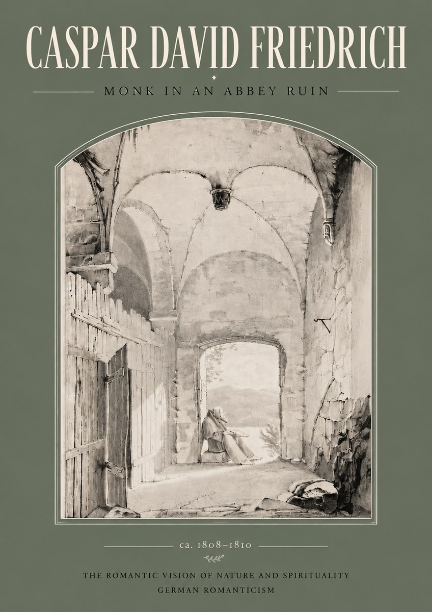 Caspar David Friedrich Monk in an Abbey Ruin No6 - Affiche