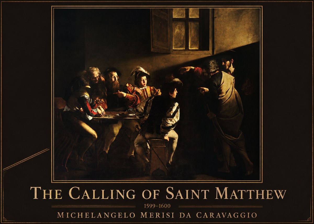 Michelangelo Merisi da Caravaggio The Calling of Saint Matthew I No1 - Affiche
