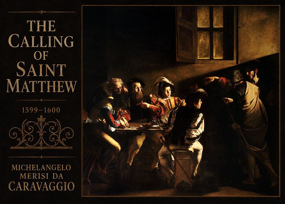 Michelangelo Merisi da Caravaggio The Calling of Saint Matthew I No3 - Affiche