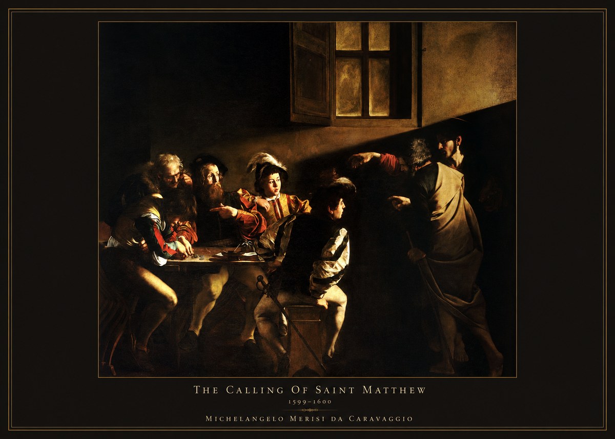 Michelangelo Merisi da Caravaggio The Calling of Saint Matthew I No4 - Affiche