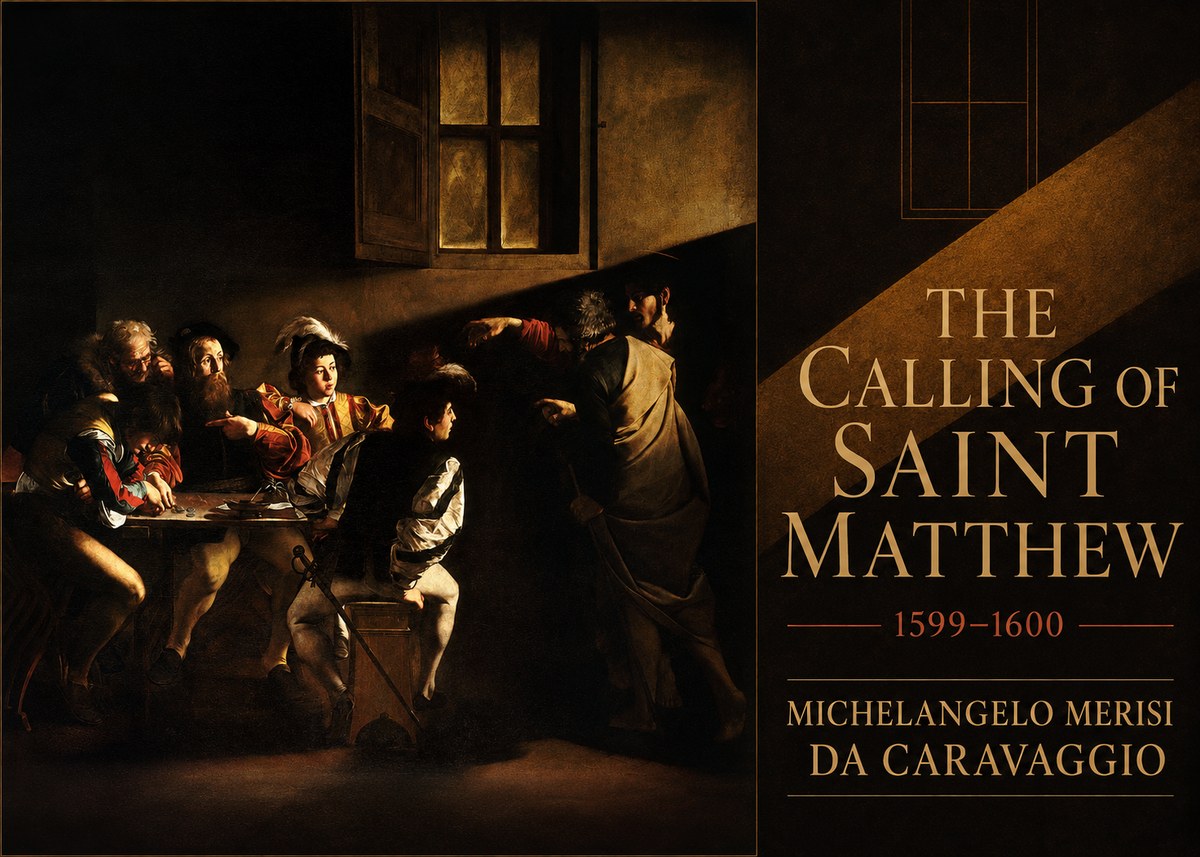 Michelangelo Merisi da Caravaggio The Calling of Saint Matthew I No6 - Affiche
