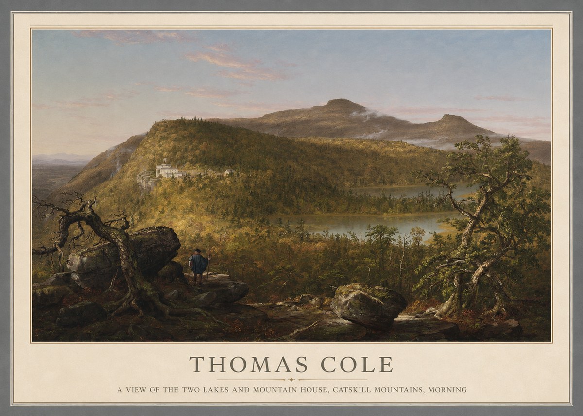 Thomas Cole A View of the Two Lakes and Mountain House, Catskill Mountains, Morning No1 - Affiche