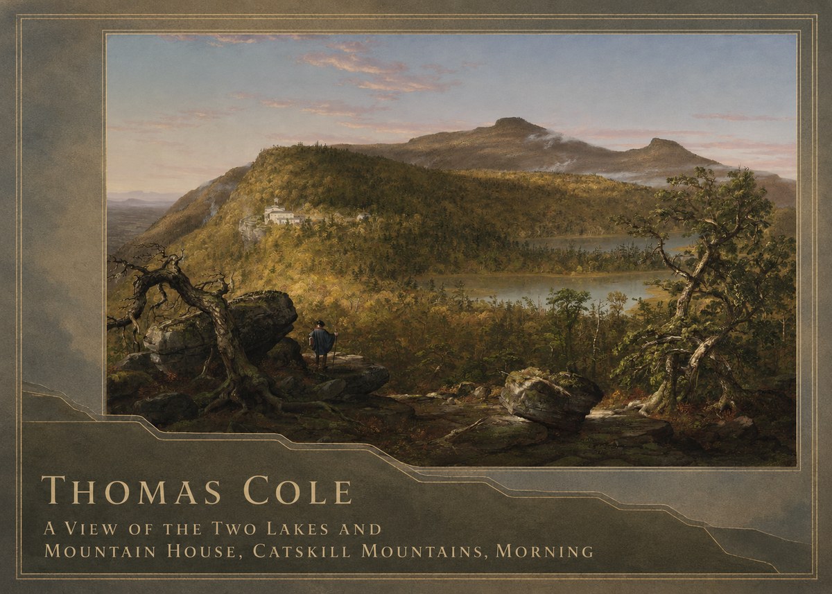 Thomas Cole A View of the Two Lakes and Mountain House, Catskill Mountains, Morning No2 - Affiche