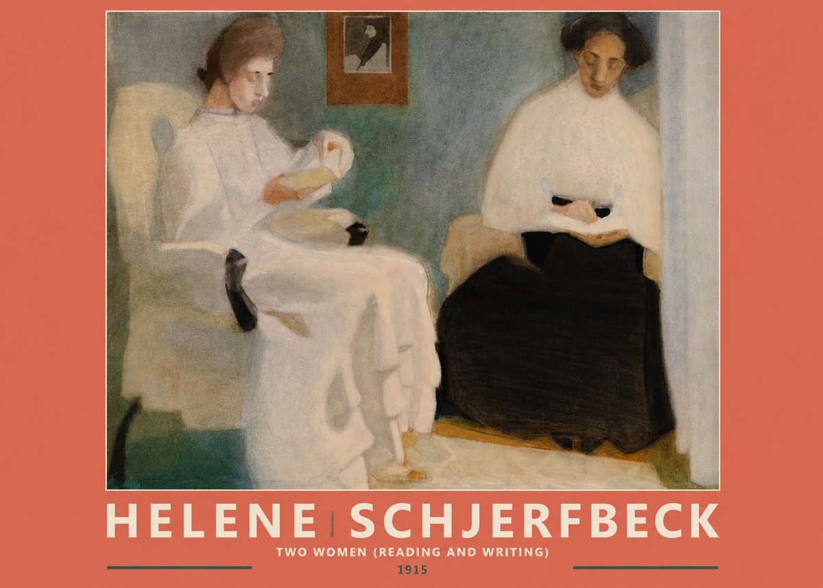 Helene Schjerfbeck Two Women (Reading and Writing) No2 - Affiche
