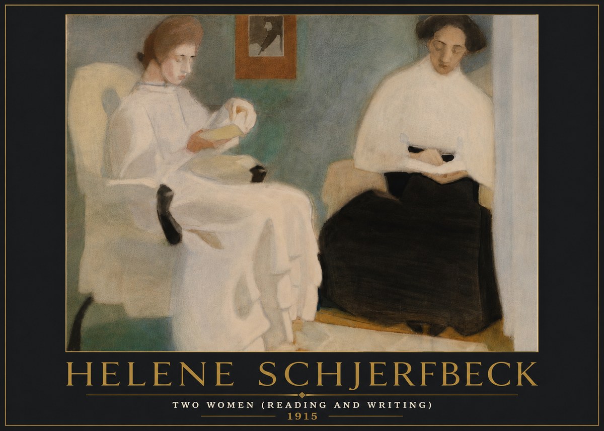 Helene Schjerfbeck Two Women (Reading and Writing) No6 - Affiche