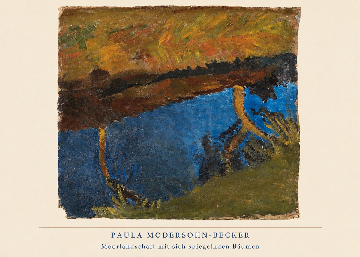 Paula Modersohn-Becker Moorlandschaft Mit Sich Spiegelnden Bäumen No6 - Affiche