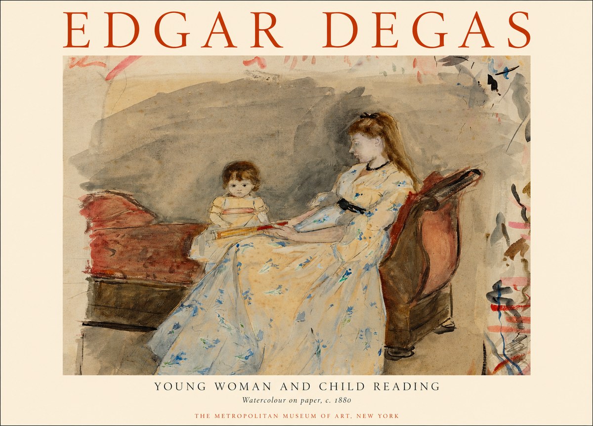 Edgar Degas Young Woman and Child Reading No1 - Affiche