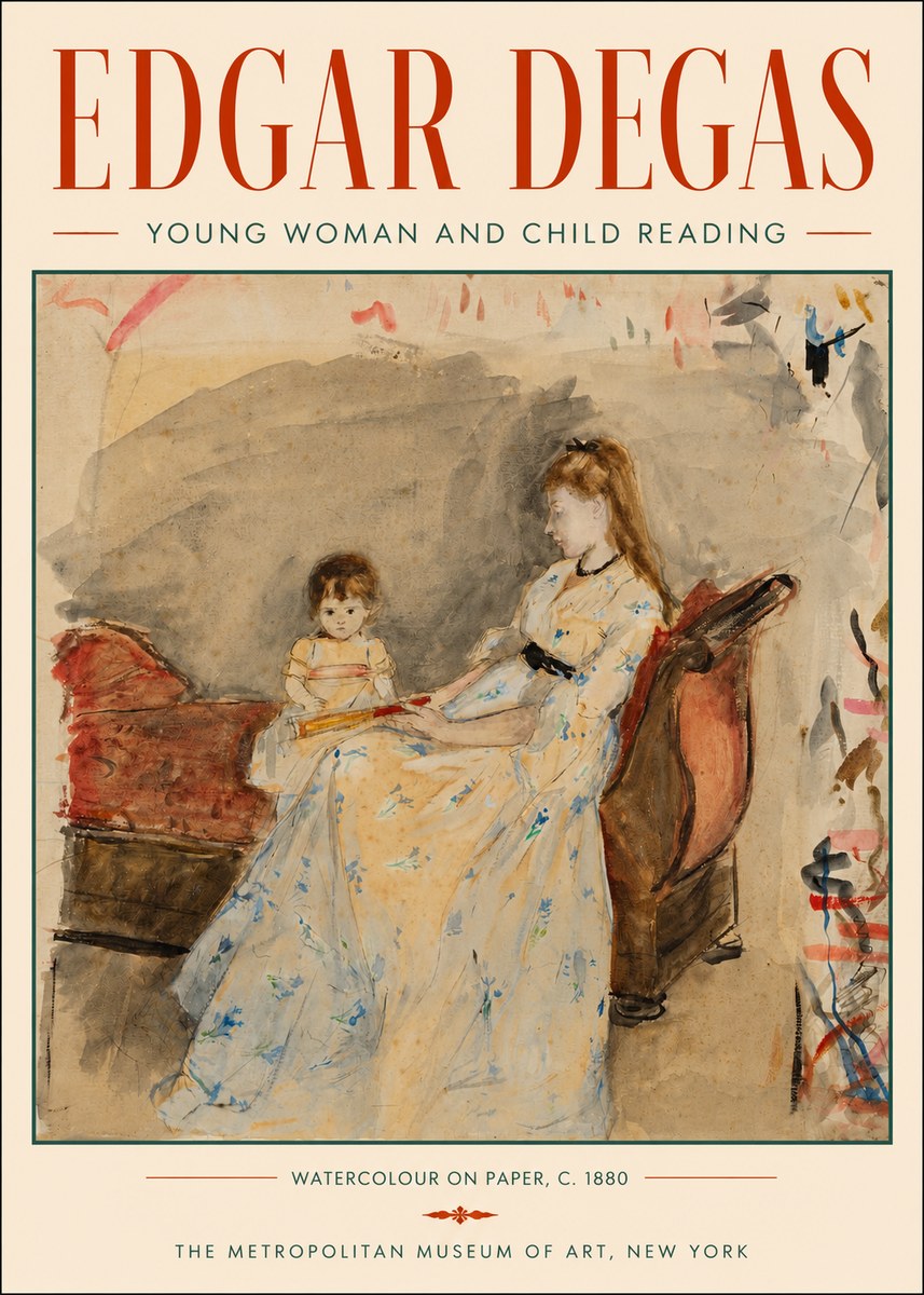 Edgar Degas Young Woman and Child Reading No3 - Affiche