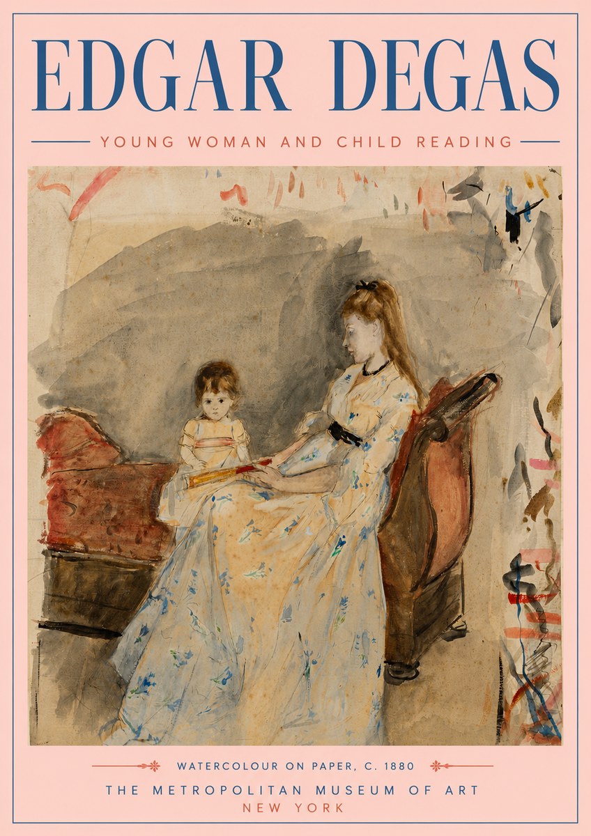 Edgar Degas Young Woman and Child Reading No5 - Affiche