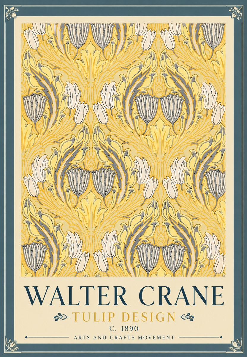 Walter Crane Tulip Design II No6 - Affiche