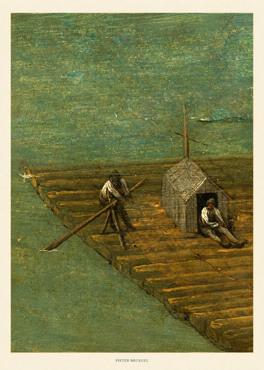 Pieter Bruegel Two Men on a Raft No5 - Affiche