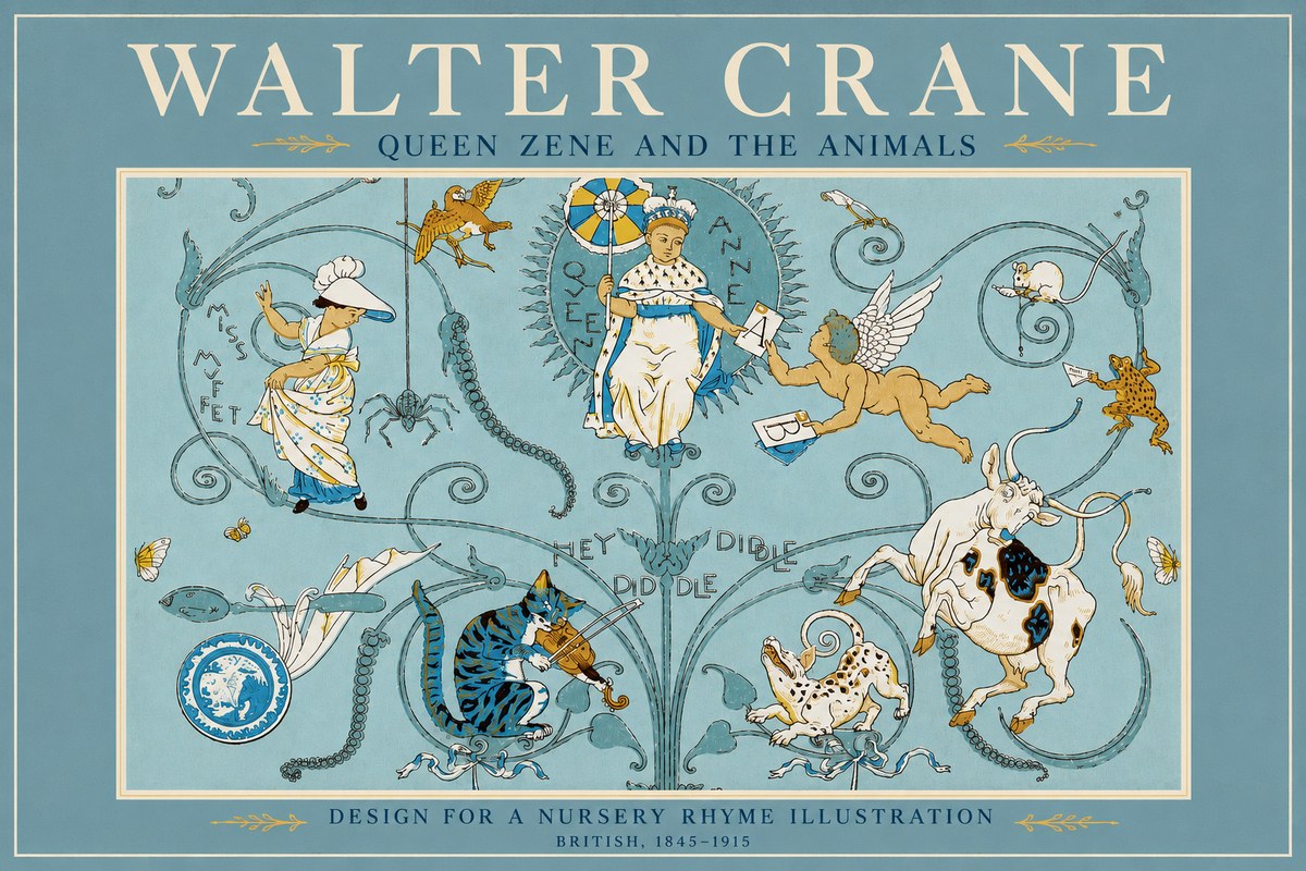 Walter Crane Queen Zene and the Animals No2 - Affiche