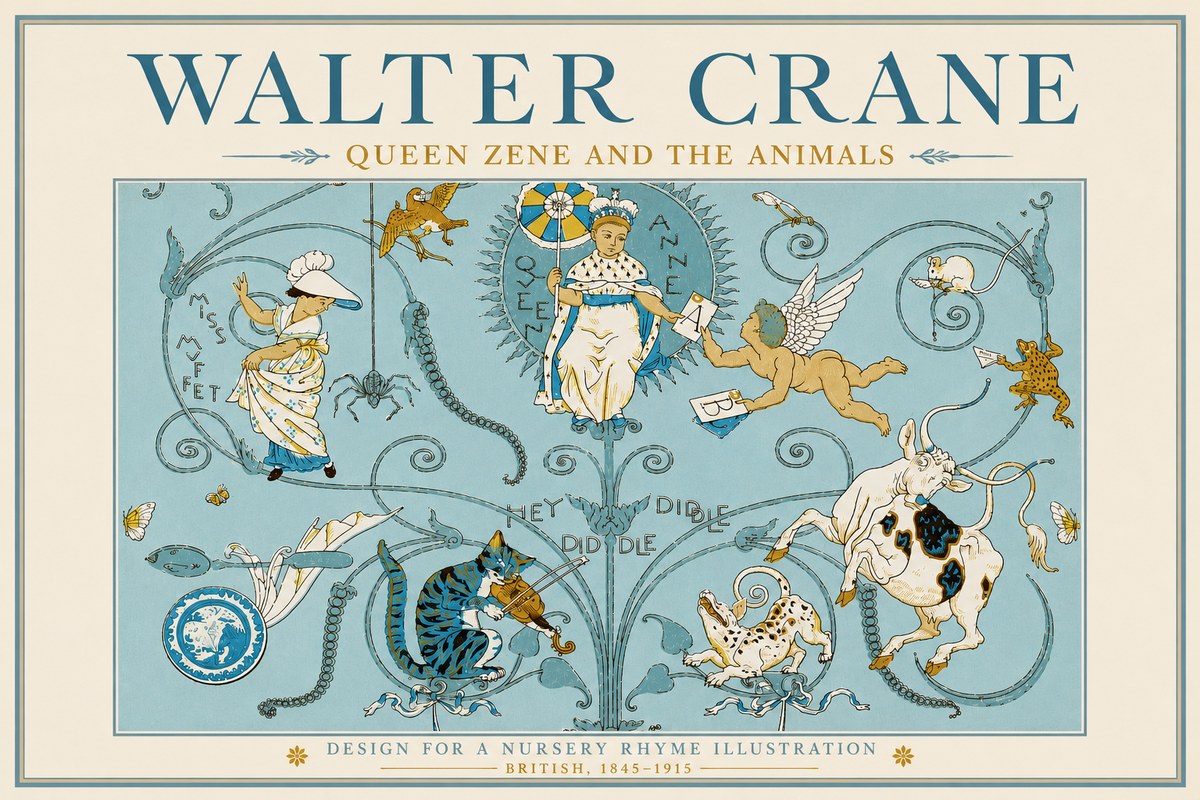 Walter Crane Queen Zene and the Animals No3 - Affiche