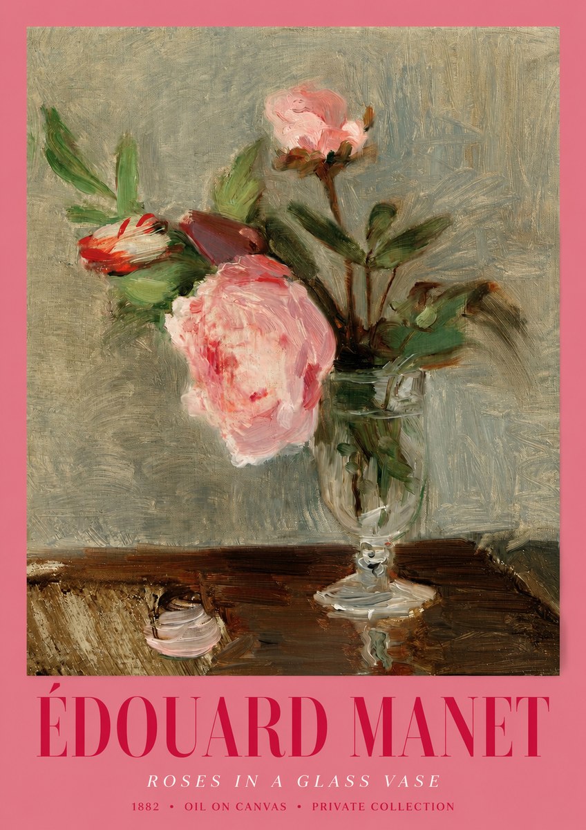 Édouard Manet Roses in a Glass Vase No2 - Affiche