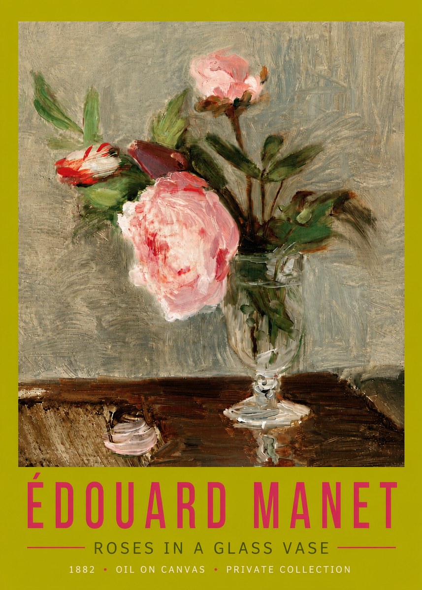 Édouard Manet Roses in a Glass Vase No5 - Affiche