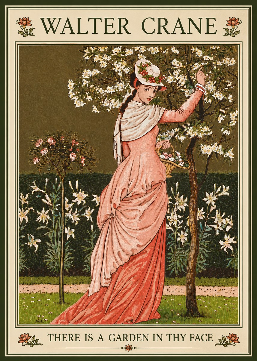 Walter Crane There Is a Garden in Thy Face II No3 - Affiche