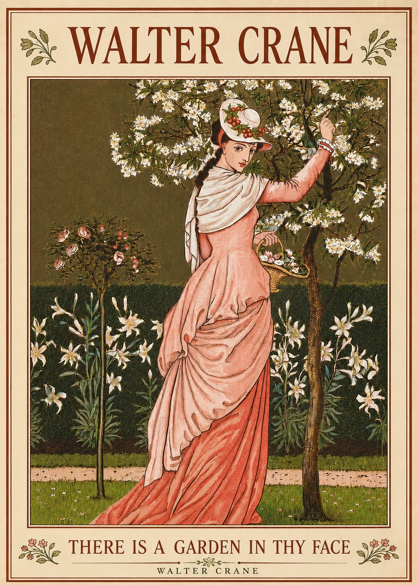 Walter Crane There Is a Garden in Thy Face II No5 - Affiche