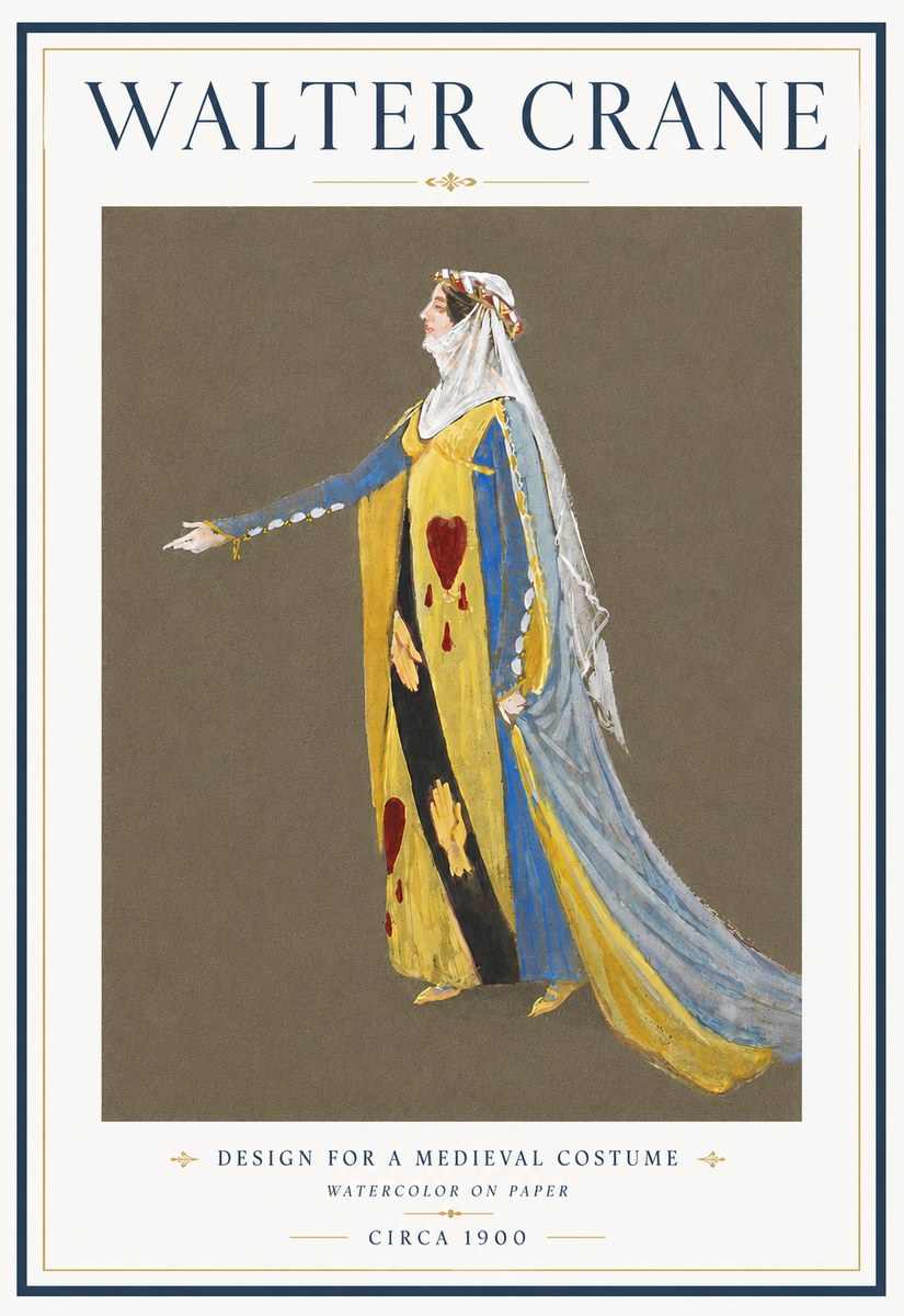 Walter Crane Design for a Medieval Costume No6 - Affiche