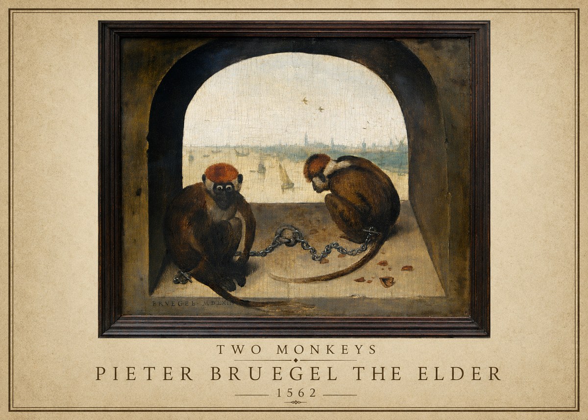 Pieter Bruegel Two Monkeys III No1 - Affiche