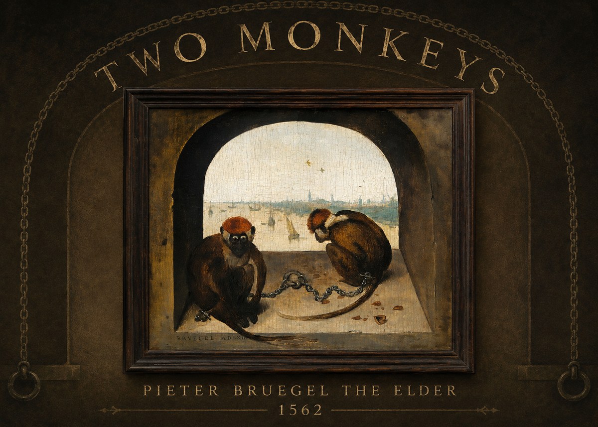 Pieter Bruegel Two Monkeys III No2 - Affiche