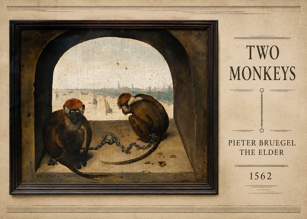 Pieter Bruegel Two Monkeys III No5 - Affiche